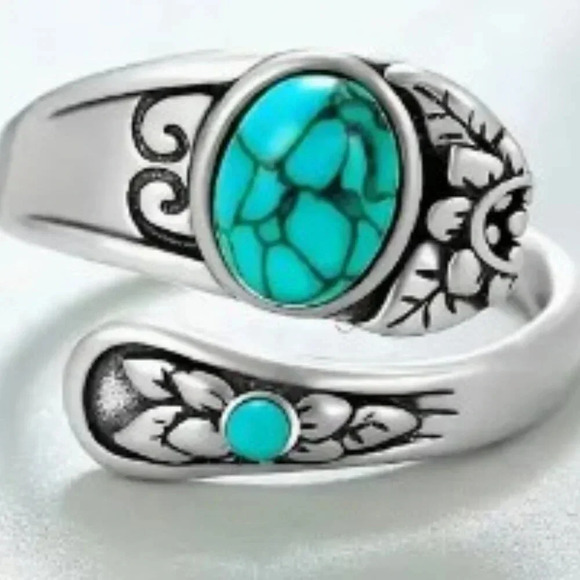NWT Stunning Turquoise Statement Ring Vintage-Inspired Victorian Design Size 7 - Picture 6 of 8